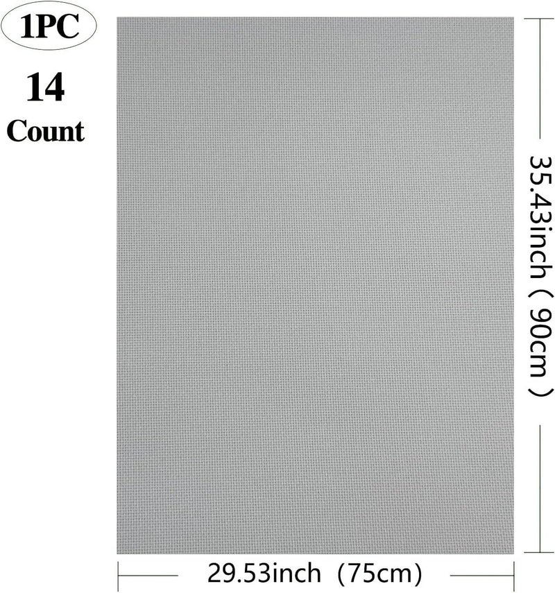 Zhenqing 14CT Aida Cloth - 30x35 Inch Cross Stitch Fabric for Embroidery, Pre-Cut Needlework Material, Acid-Free, Durable Weave(Light Grey) - Image 2